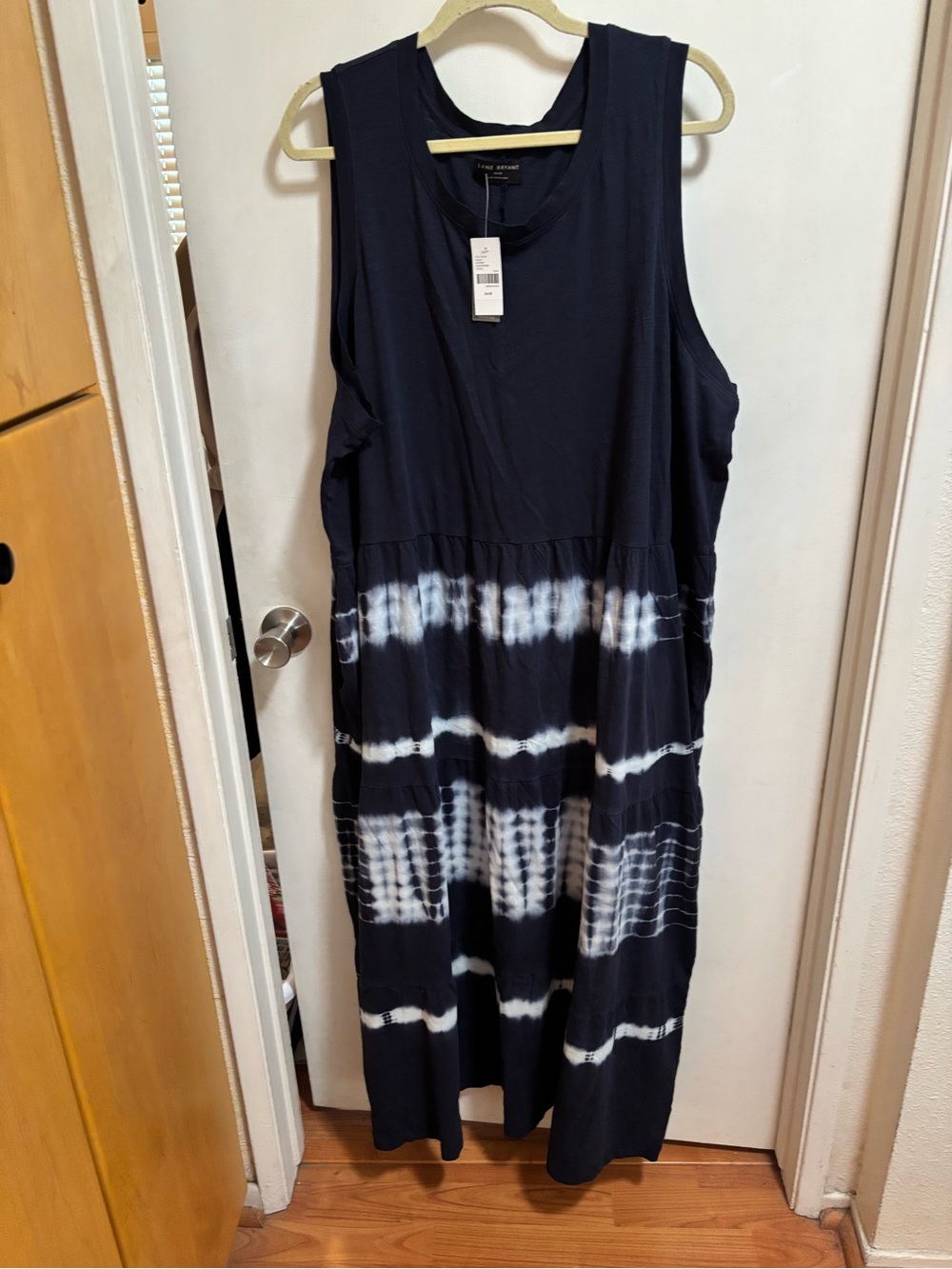 Lane Bryant Navy and White Tie-Dye Maxi Dress